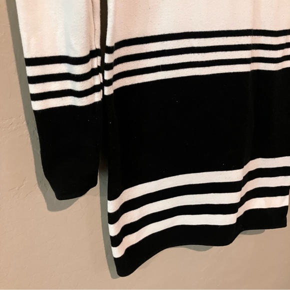 Jacqueline De Young Black and White Striped Turtle Neck Cotton Sweater Dress XS - Picture 3 of 13